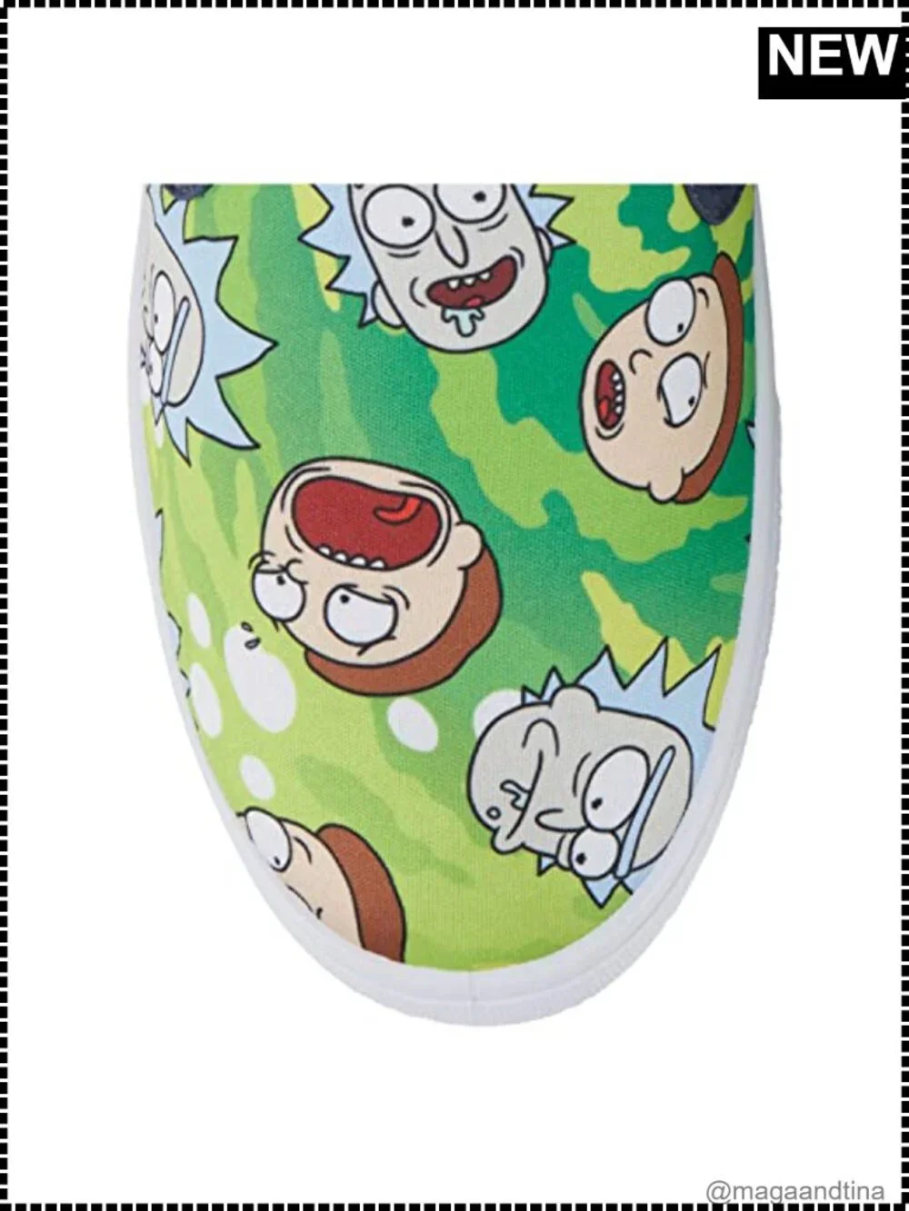 Men's Slip On Sneakers Canvas Skate Shoes Rick & Morty Officially Licensed